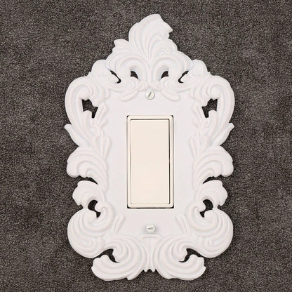 1pc French White Carved Outlet Decorative Frame, Vintage Hollow Floral Pattern Wall Control Panel Cover, Luxury Wall Outlet Decorative Sticker, Suitable For Home Switch Board Decoration