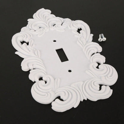 1pc French White Carved Outlet Decorative Frame, Vintage Hollow Floral Pattern Wall Control Panel Cover, Luxury Wall Outlet Decorative Sticker, Suitable For Home Switch Board Decoration
