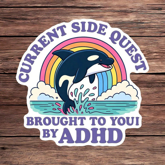 1PC Funny Gamer Side Quest Sticker, Relatable Mood Slogan Vinyl Decal For Laptop Water Bottle Notebook, Waterproof Gaming Theme Decal Sticker, Aesthetic Stationery Scrapbook Accessories Gift For Gamer