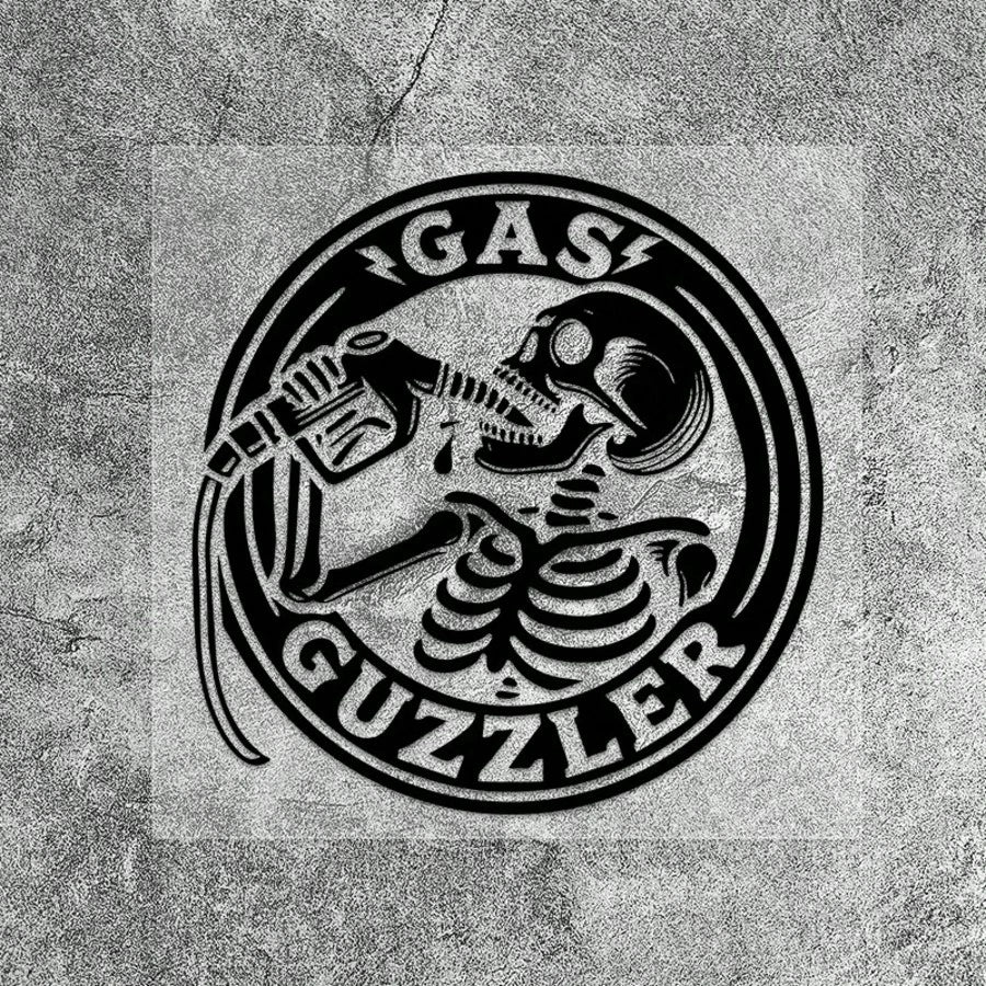1pc Funny Retro Skull Drinking Oil Halloween Car Gas Tank Cap Sticker GAS GUZZLER Personalized American Motorcycle Sticker For Car Truck Van Fuel Tank Decoration Vinyl Waterproof Sun-Proof
