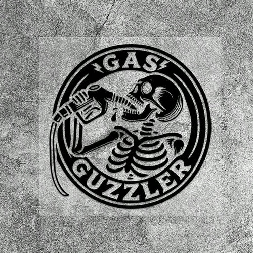 1pc Funny Retro Skull Drinking Oil Halloween Car Gas Tank Cap Sticker GAS GUZZLER Personalized American Motorcycle Sticker For Car Truck Van Fuel Tank Decoration Vinyl Waterproof Sun-Proof