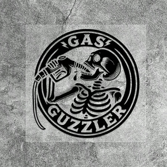 1pc Funny Retro Skull Drinking Oil Halloween Car Gas Tank Cap Sticker GAS GUZZLER Personalized American Motorcycle Sticker For Car Truck Van Fuel Tank Decoration Vinyl Waterproof Sun-Proof
