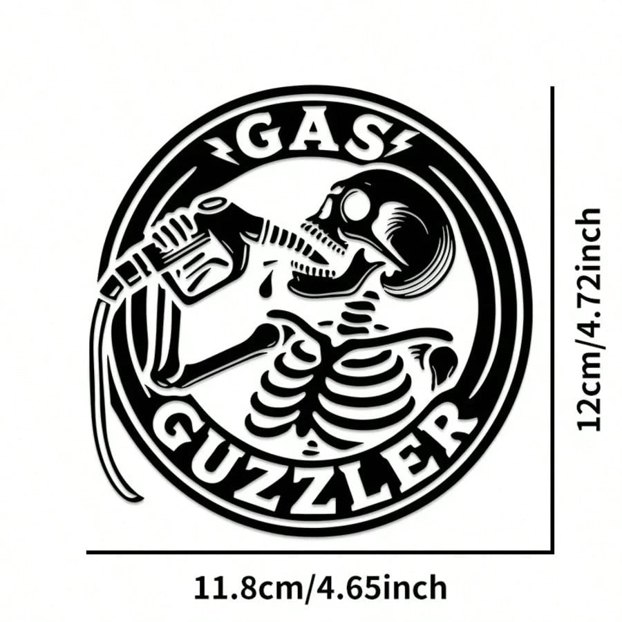 1pc Funny Retro Skull Drinking Oil Halloween Car Gas Tank Cap Sticker GAS GUZZLER Personalized American Motorcycle Sticker For Car Truck Van Fuel Tank Decoration Vinyl Waterproof Sun-Proof