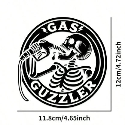 1pc Funny Retro Skull Drinking Oil Halloween Car Gas Tank Cap Sticker GAS GUZZLER Personalized American Motorcycle Sticker For Car Truck Van Fuel Tank Decoration Vinyl Waterproof Sun-Proof