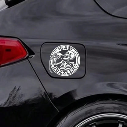1pc Funny Retro Skull Drinking Oil Halloween Car Gas Tank Cap Sticker GAS GUZZLER Personalized American Motorcycle Sticker For Car Truck Van Fuel Tank Decoration Vinyl Waterproof Sun-Proof