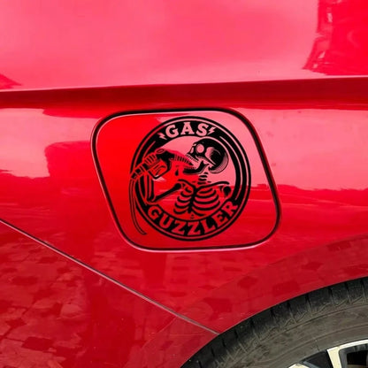 1pc Funny Retro Skull Drinking Oil Halloween Car Gas Tank Cap Sticker GAS GUZZLER Personalized American Motorcycle Sticker For Car Truck Van Fuel Tank Decoration Vinyl Waterproof Sun-Proof