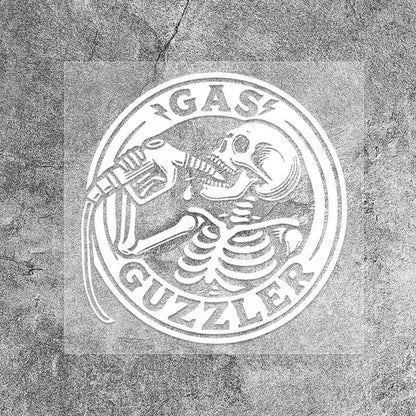 1pc Funny Retro Skull Drinking Oil Halloween Car Gas Tank Cap Sticker GAS GUZZLER Personalized American Motorcycle Sticker For Car Truck Van Fuel Tank Decoration Vinyl Waterproof Sun-Proof