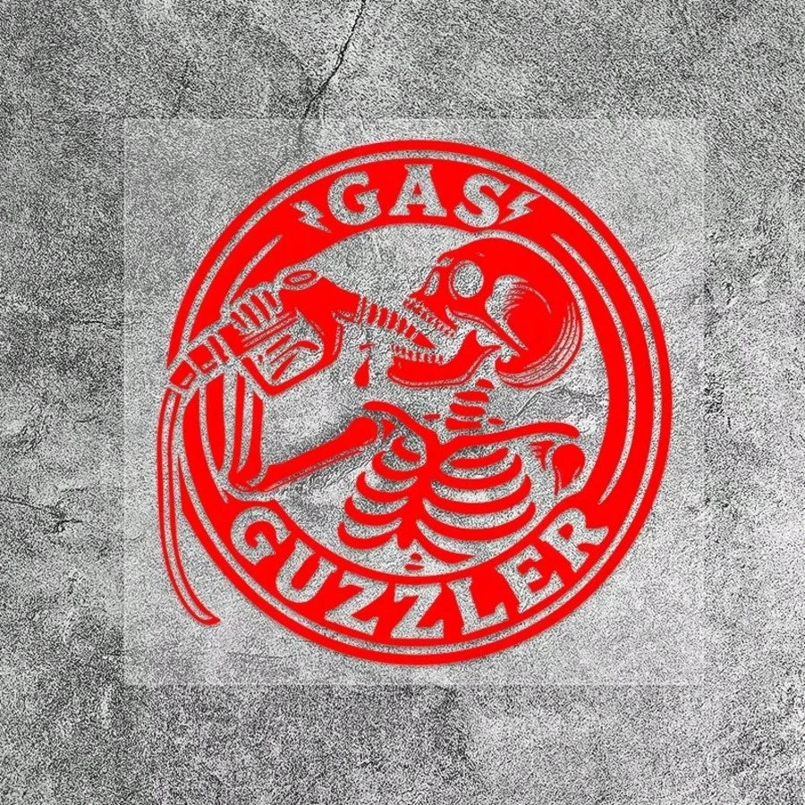 1pc Funny Retro Skull Drinking Oil Halloween Car Gas Tank Cap Sticker GAS GUZZLER Personalized American Motorcycle Sticker For Car Truck Van Fuel Tank Decoration Vinyl Waterproof Sun-Proof