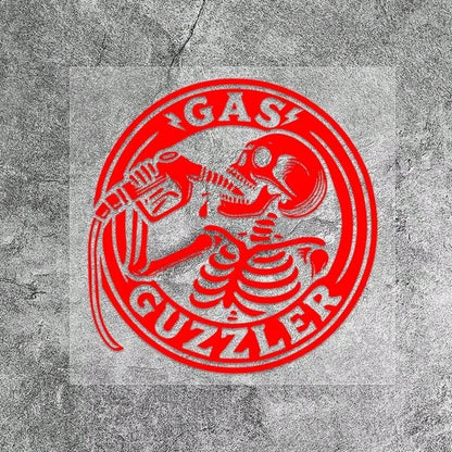1pc Funny Retro Skull Drinking Oil Halloween Car Gas Tank Cap Sticker GAS GUZZLER Personalized American Motorcycle Sticker For Car Truck Van Fuel Tank Decoration Vinyl Waterproof Sun-Proof