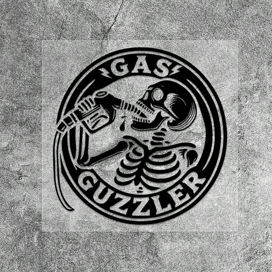 1pc Funny Retro Skull Drinking Oil Halloween Car Gas Tank Cap Sticker GAS GUZZLER Personalized American Motorcycle Sticker For Car Truck Van Fuel Tank Decoration Vinyl Waterproof Sun-Proof