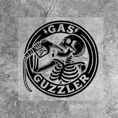 1pc Funny Retro Skull Drinking Oil Halloween Car Gas Tank Cap Sticker GAS GUZZLER Personalized American Motorcycle Sticker For Car Truck Van Fuel Tank Decoration Vinyl Waterproof Sun-Proof