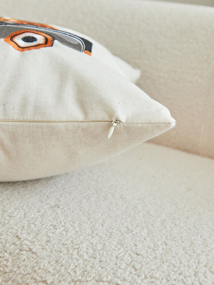 1pc Halloween Pumpkin Carriage Embroidered Pillow Case, Halloween Trick Or Treat Pillow Cover, Suitable For Indoor Decoration, Halloween Decor, All-Season Pillow Case, Without Insert