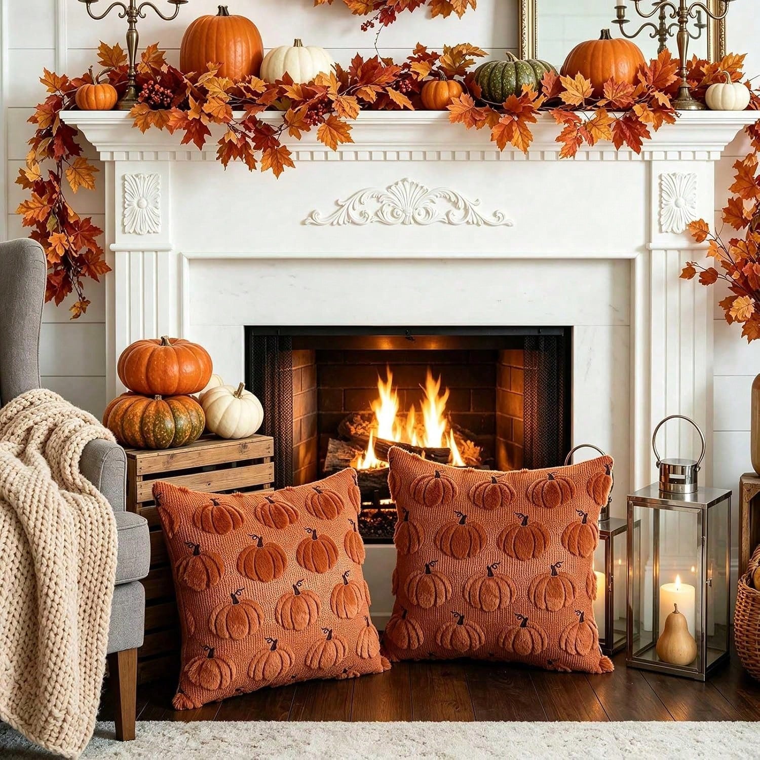 1PC Halloween Pumpkin Pattern Decorative Pillow Case, Soft Plush Sofa Cushion Cover, Suitable For Home Use