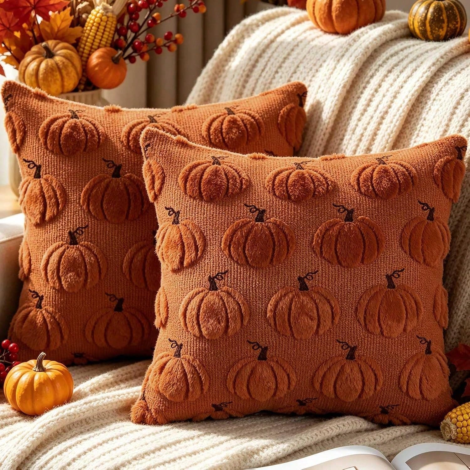 1PC Halloween Pumpkin Pattern Decorative Pillow Case, Soft Plush Sofa Cushion Cover, Suitable For Home Use