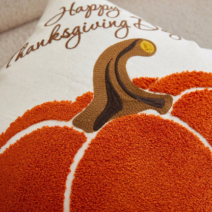 1pc Halloween Thanksgiving Embroidered Pumpkin Pillowcase, Natural Linen Fabric Suitable For Modern Country Style Indoor Decoration Sofa Cushion Cover Seat Cushion Cover, Daily All-Season Decorative C