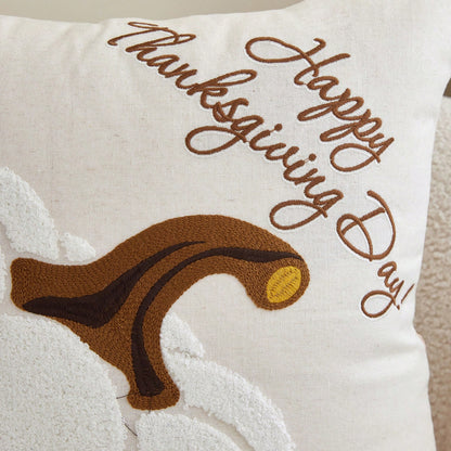 1pc Halloween Thanksgiving Embroidered Pumpkin Pillowcase, Natural Linen Fabric Suitable For Modern Country Style Indoor Decoration Sofa Cushion Cover Seat Cushion Cover, Daily All-Season Decorative C