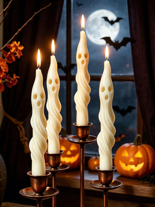 1pc Halloween Theme Long Ghost Scented Candle, Creative Mummy Design Candle, Halloween Holiday Decoration Atmosphere Prop Candle, Trick Or Treat Gift Candle