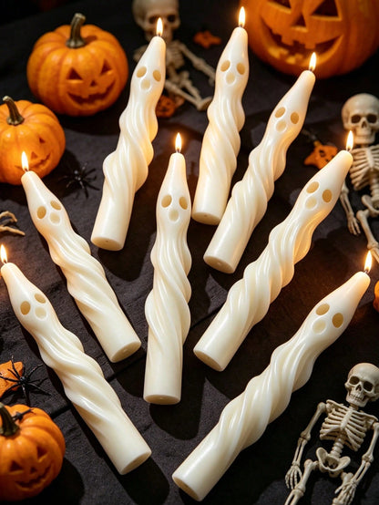 1pc Halloween Theme Long Ghost Scented Candle, Creative Mummy Design Candle, Halloween Holiday Decoration Atmosphere Prop Candle, Trick Or Treat Gift Candle