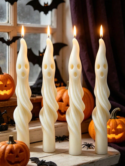 1pc Halloween Theme Long Ghost Scented Candle, Creative Mummy Design Candle, Halloween Holiday Decoration Atmosphere Prop Candle, Trick Or Treat Gift Candle