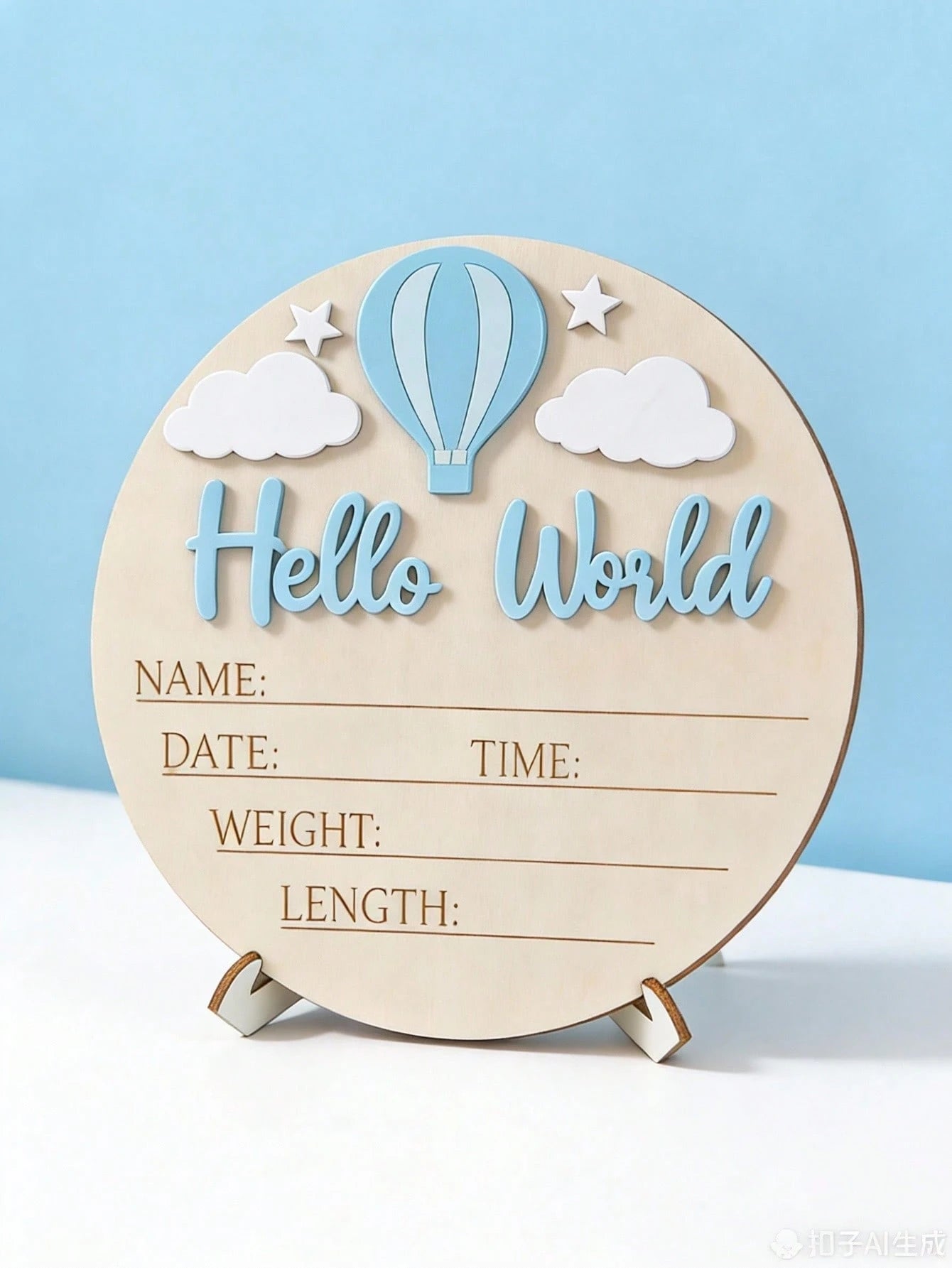 1pc "Hello World" Birth Announcement Board, Baby Photo Prop Wooden Plaque, Baby Milestone Marker, Christening Gift (Boy/Girl)