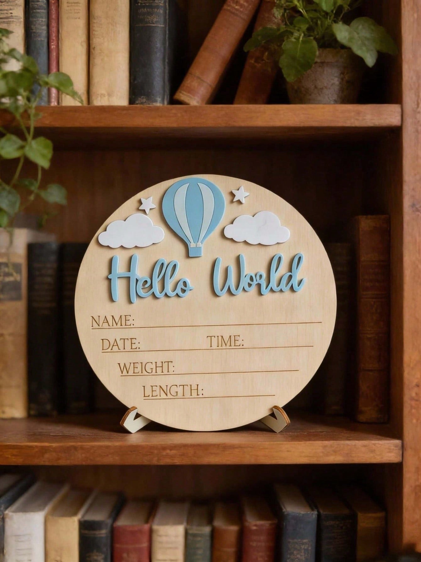 1pc "Hello World" Birth Announcement Board, Baby Photo Prop Wooden Plaque, Baby Milestone Marker, Christening Gift (Boy/Girl)