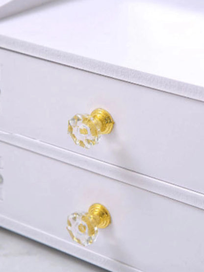 1pc High-End Luxurious White Wooden Makeup Organizer With Large Capacity, Multiple Functions, Drawers, Dustproof Cover, And Mirror