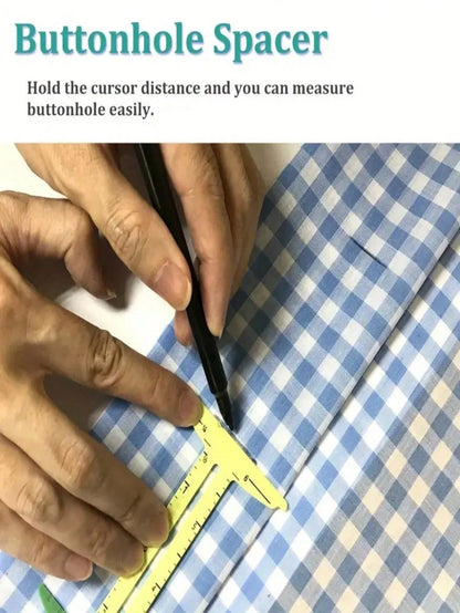 1pc High-Quality 5-In-1 Sliding Ruler, Professional Sewing Measurement Tool, Made Of Durable Plastic Material, High Precision. Combines Multiple Measurement Functions Into One, Easily Handles Sewing A