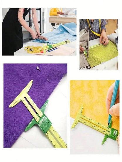 1pc High-Quality 5-In-1 Sliding Ruler, Professional Sewing Measurement Tool, Made Of Durable Plastic Material, High Precision. Combines Multiple Measurement Functions Into One, Easily Handles Sewing A
