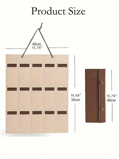 1pc High Quality Durable Multi-Slot Felt Wall Mounted Eyeglass Holder, Dual-Color Design, 15-Slot Foldable Glasses Display Rack, Eyewear Storage, Hanging Eyeglasses Organizer
