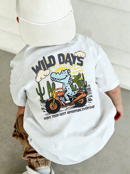 1pc Infant/Toddler Boys' Casual Graphic Print Round Neck Short Sleeve T-Shirt, Summer Childrenswear- An Eye-Catching T-Shirt That Brings Joy And Happiness To Every Child!