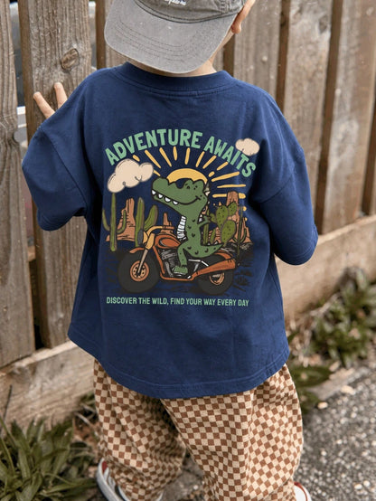 1pc Infant/Toddler Boys' Casual Graphic Print Round Neck Short Sleeve T-Shirt, Summer Childrenswear- An Eye-Catching T-Shirt That Brings Joy And Happiness To Every Child!