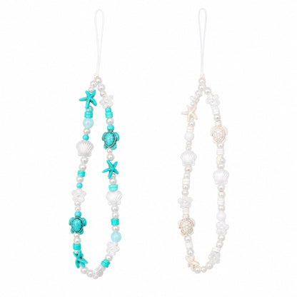 1pc Ins Style Ocean Creature Vacation Theme Smartphone Beaded Lanyard Phone Strap Travel Sports Photography Phone Charm, Suitable As Gift For Friends, Family, Classmates