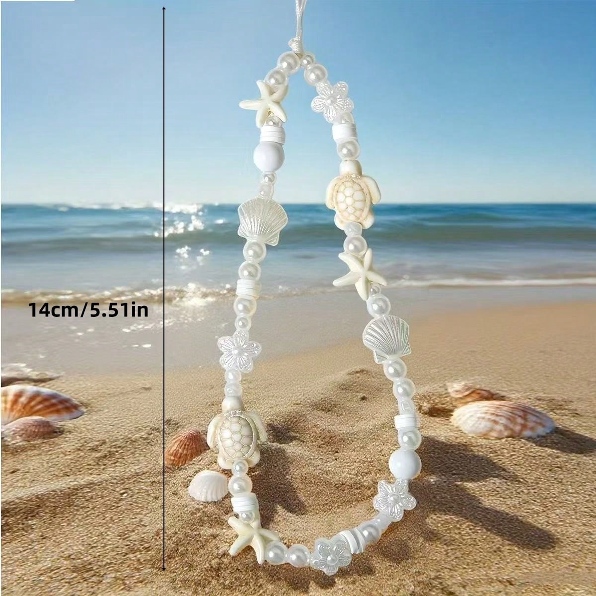 1pc Ins Style Ocean Creature Vacation Theme Smartphone Beaded Lanyard Phone Strap Travel Sports Photography Phone Charm, Suitable As Gift For Friends, Family, Classmates