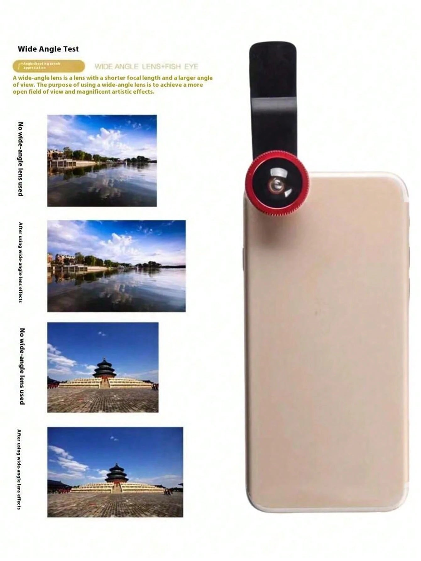1PC Interesting Mobile Phone Fisheye Lens Three-In-One Mobile Phone Lens Magnifying Glass Fisheye Wide-Angle Macro Selfie Portable Lens Photography It Is Very Suitable For Macro And Wide-Angle Shooti