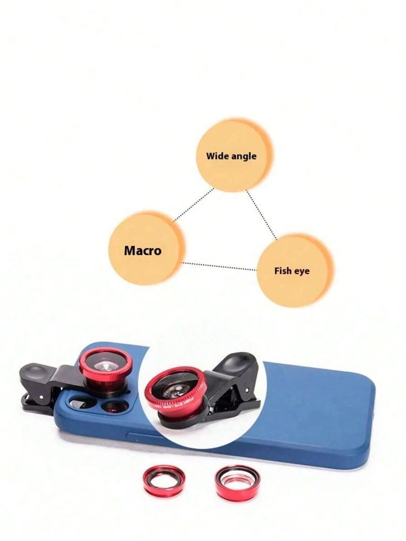 1PC Interesting Mobile Phone Fisheye Lens Three-In-One Mobile Phone Lens Magnifying Glass Fisheye Wide-Angle Macro Selfie Portable Lens Photography It Is Very Suitable For Macro And Wide-Angle Shooti