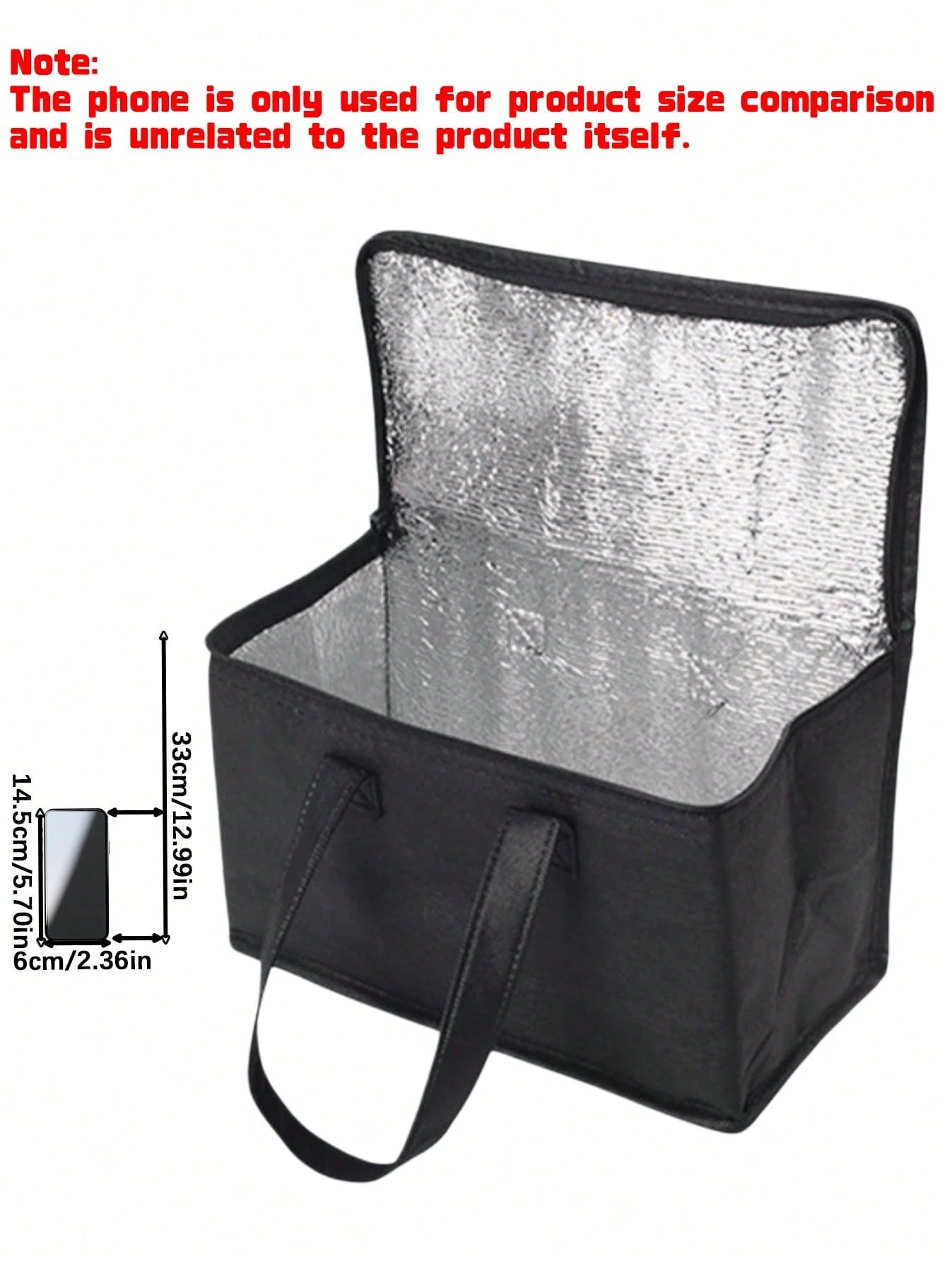 1PC Large Insulated Cooler Tote Bag, Thick Aluminum Foil Thermal Storage Handbag, Durable Non-Woven Carry Bag For Beach Picnic Outdoor Travel Road Trip, Multiple Colors Black Red Gray Available, Not F