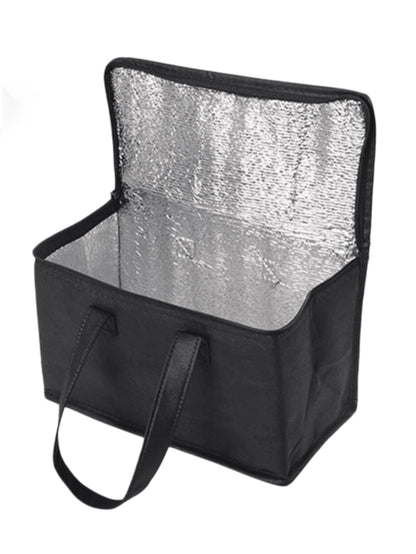 1PC Large Insulated Cooler Tote Bag, Thick Aluminum Foil Thermal Storage Handbag, Durable Non-Woven Carry Bag For Beach Picnic Outdoor Travel Road Trip, Multiple Colors Black Red Gray Available, Not F