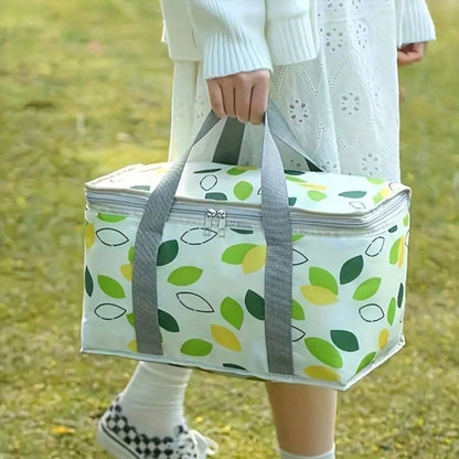 1pc Large Insulated Picnic Tote Bag- Durable Thermal Cooler Bag With Sturdy Handle| Easy To Clean, Portable, Suitable For Camping, Family Gatherings- Vibrant Design, Can Hold Drinks, Snacks, Multi