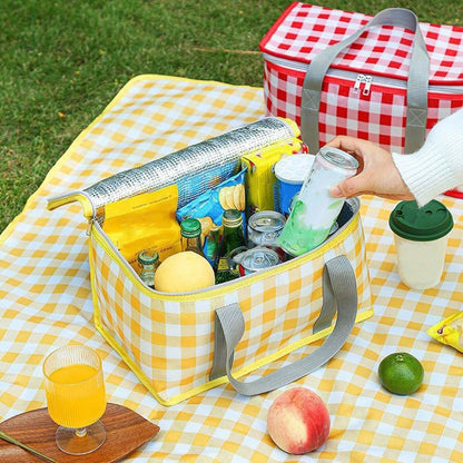 1pc Large Insulated Picnic Tote Bag- Durable Thermal Cooler Bag With Sturdy Handle| Easy To Clean, Portable, Suitable For Camping, Family Gatherings- Vibrant Design, Can Hold Drinks, Snacks, Multi