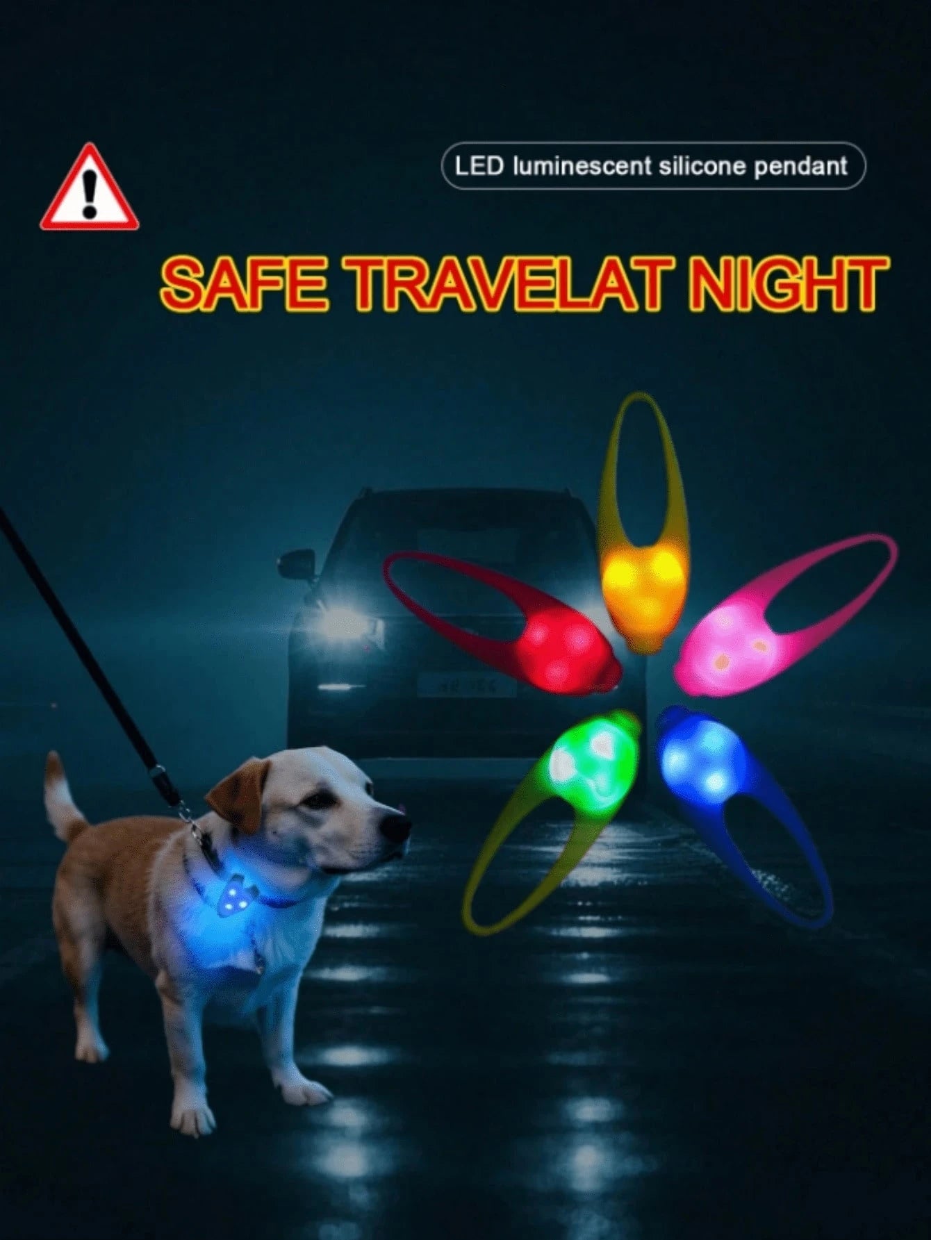 1pc LED Pet Pendant Collar, Dog Outdoor Walking Light, Silicone LED Dog Collar Tag Light, Night Safety Decor, Battery Included