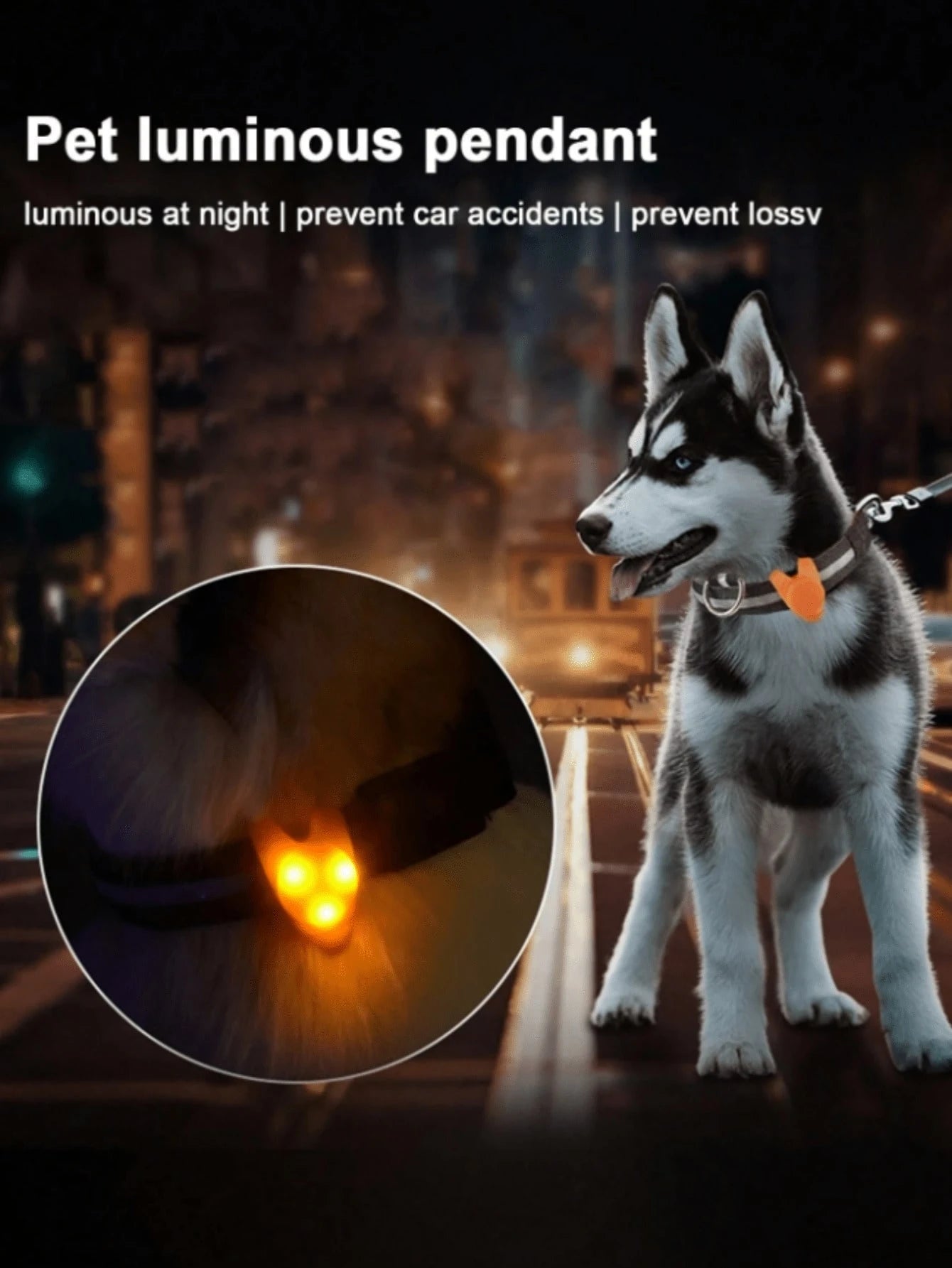 1pc LED Pet Pendant Collar, Dog Outdoor Walking Light, Silicone LED Dog Collar Tag Light, Night Safety Decor, Battery Included