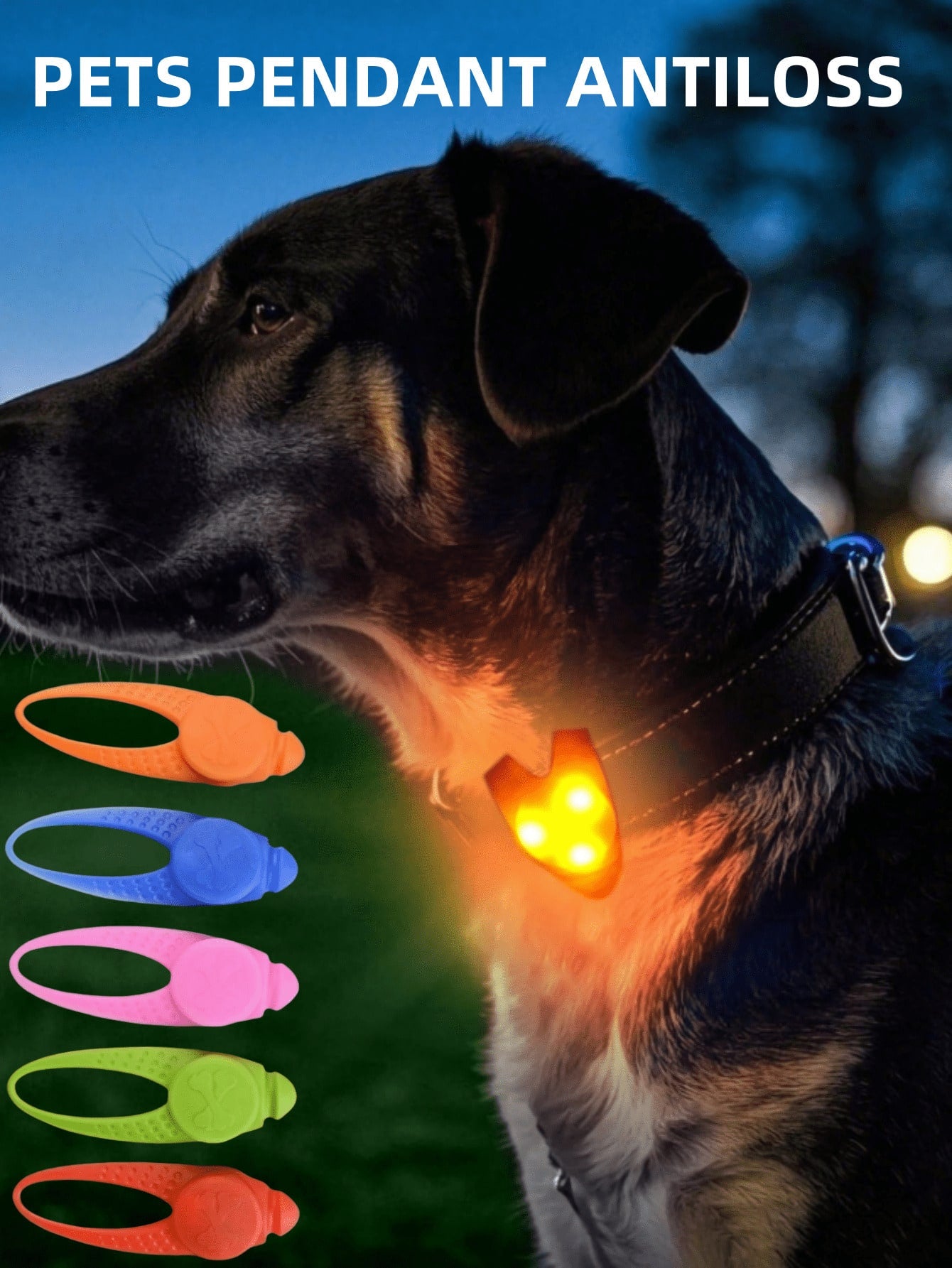 1pc LED Pet Pendant Collar, Dog Outdoor Walking Light, Silicone LED Dog Collar Tag Light, Night Safety Decor, Battery Included