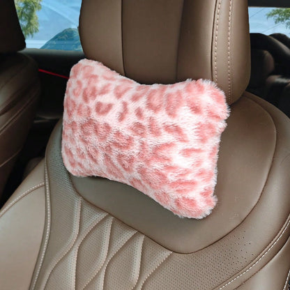 1pc Leopard Print Car Seat Headrest Neck Pillow, Women's Car Accessory, Soft Neck Support, All Season Use