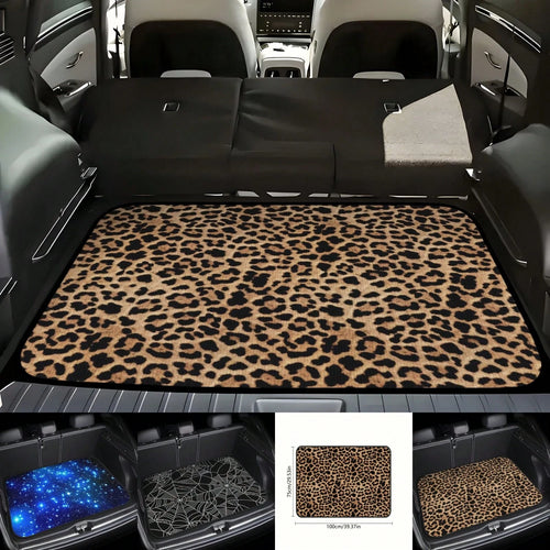 1pc Leopard Print Car Trunk Mat, Waterproof, Dustproof, Scratch-Resistant Vehicle Interior Accessory, Suitable For SUV, Sedan And Hatchback- Non-Slip Base, Durable- Easy To Clean And Maintain