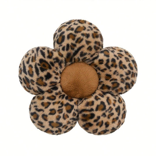 1pc Leopard Print Floral Shaped Cushion, Leopard Print Pillow, Floral Pillow, Floral Lumbar Pillow, Floral Seat Cushion, Suitable For Home, Office, Car, And Multi-Use, Home Bed Lumbar Pillow, Sofa Pil