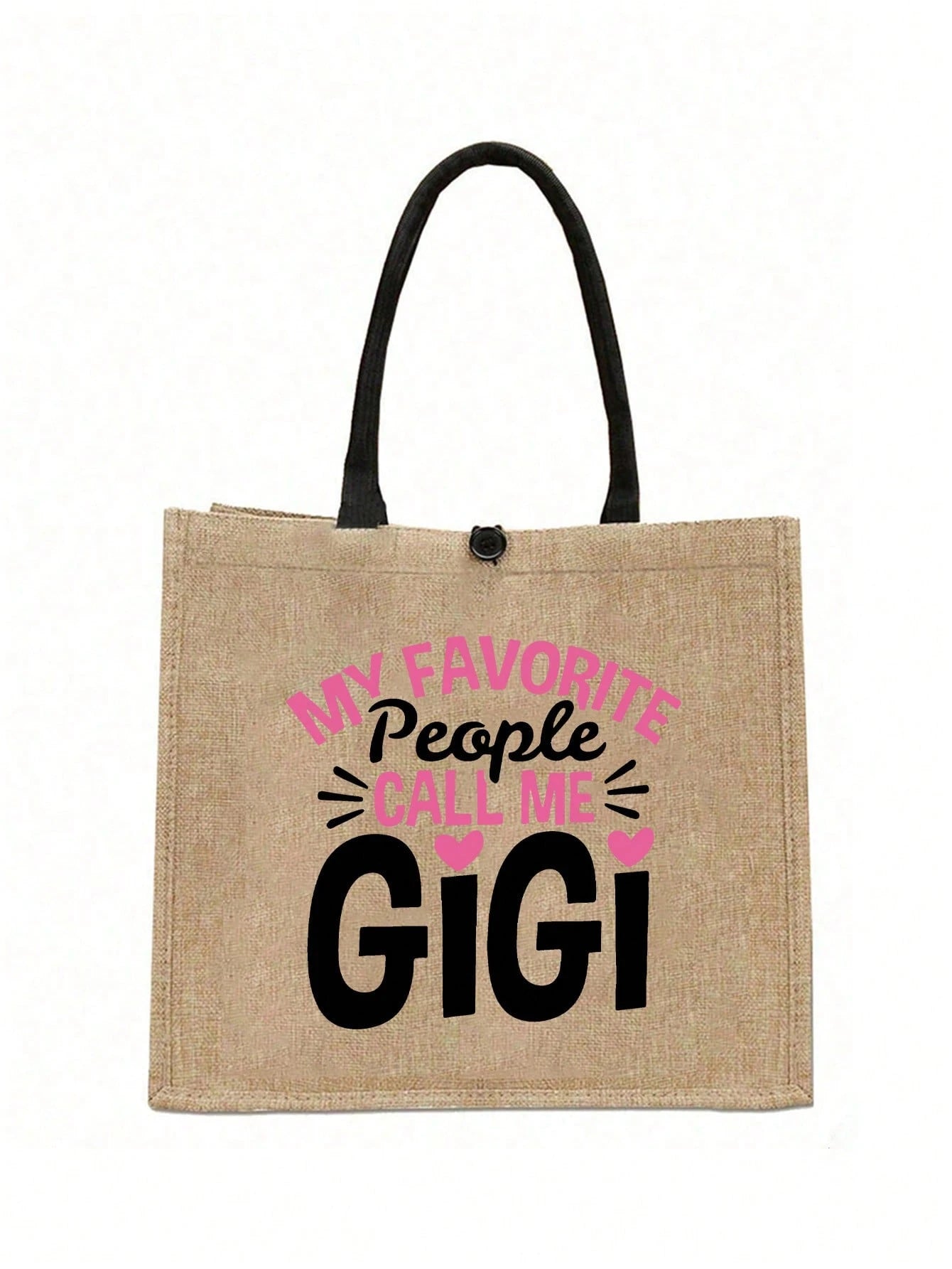 1pc Linen Letter Print Reusable Tote Bag, Personalized Gift Bag Suitable For Wedding, Birthday, Beach, Festivals, Large Capacity, Beach Bag, Women Letter Print Gift Handbag
