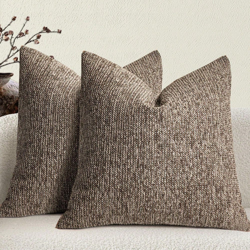 1pc Linen Pillow Case, Bohemian Textured Pillowcase, Beige Base With White And Navy Blue Stitching, Yarn Dyed Striped Cushion Cover, Suitable For Sofa, Living Room (Pillow Cover Only)