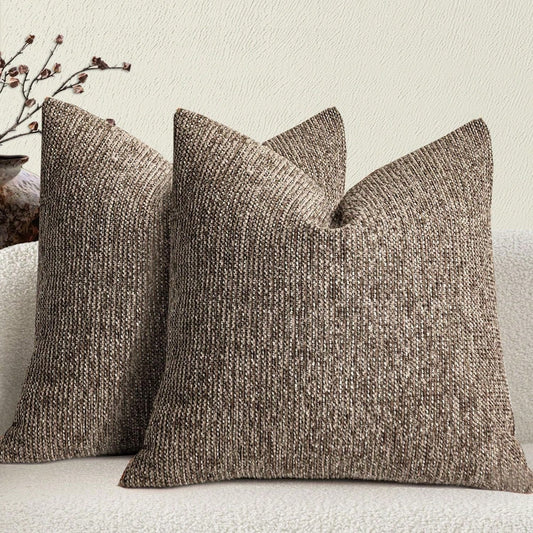 1pc Linen Pillow Case, Bohemian Textured Pillowcase, Beige Base With White And Navy Blue Stitching, Yarn Dyed Striped Cushion Cover, Suitable For Sofa, Living Room (Pillow Cover Only)