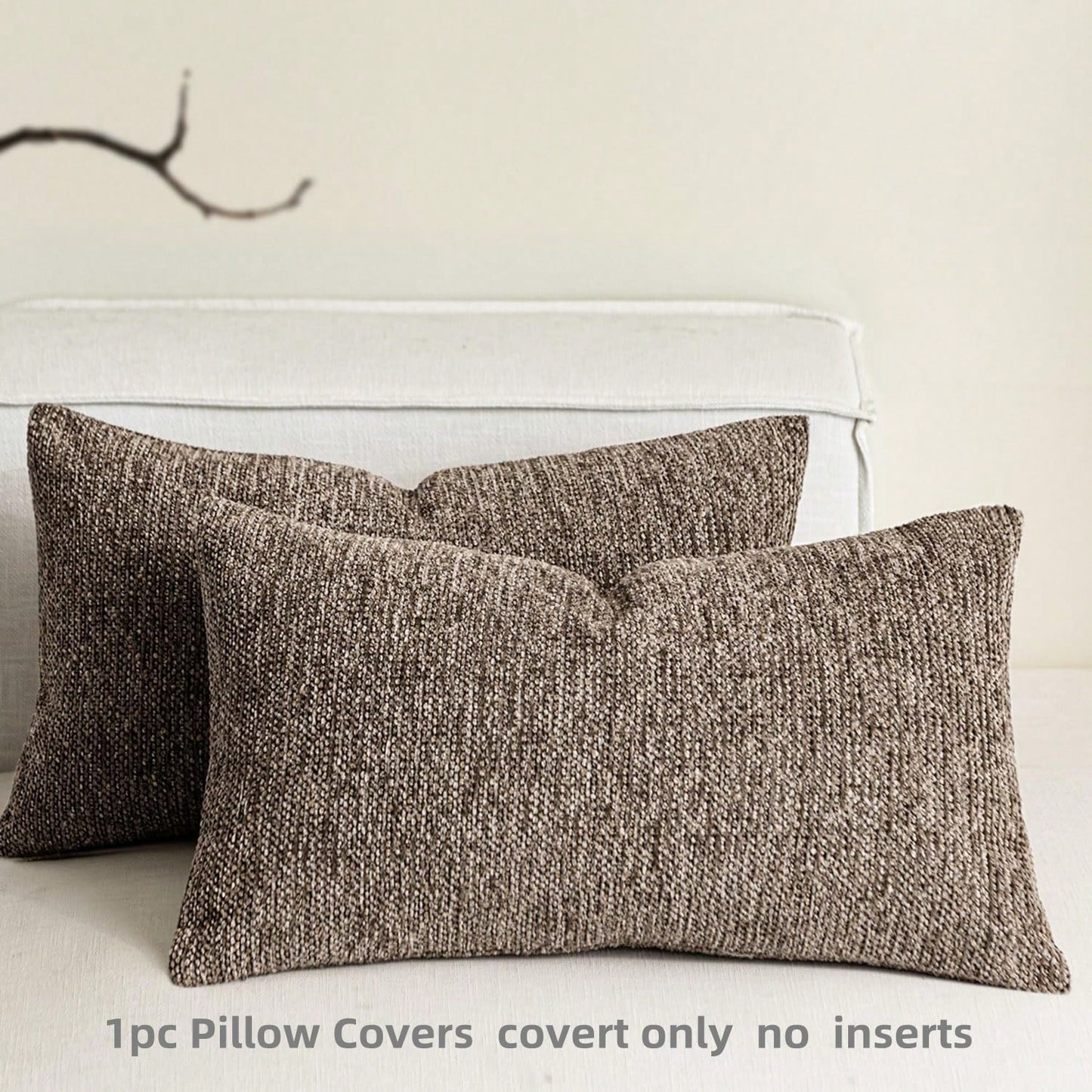1pc Linen Pillow Case, Bohemian Textured Pillowcase, Beige Base With White And Navy Blue Stitching, Yarn Dyed Striped Cushion Cover, Suitable For Sofa, Living Room (Pillow Cover Only)