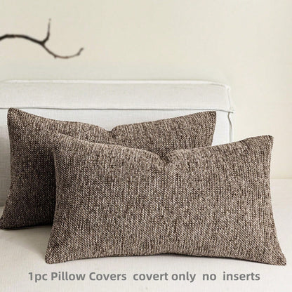 1pc Linen Pillow Case, Bohemian Textured Pillowcase, Beige Base With White And Navy Blue Stitching, Yarn Dyed Striped Cushion Cover, Suitable For Sofa, Living Room (Pillow Cover Only)